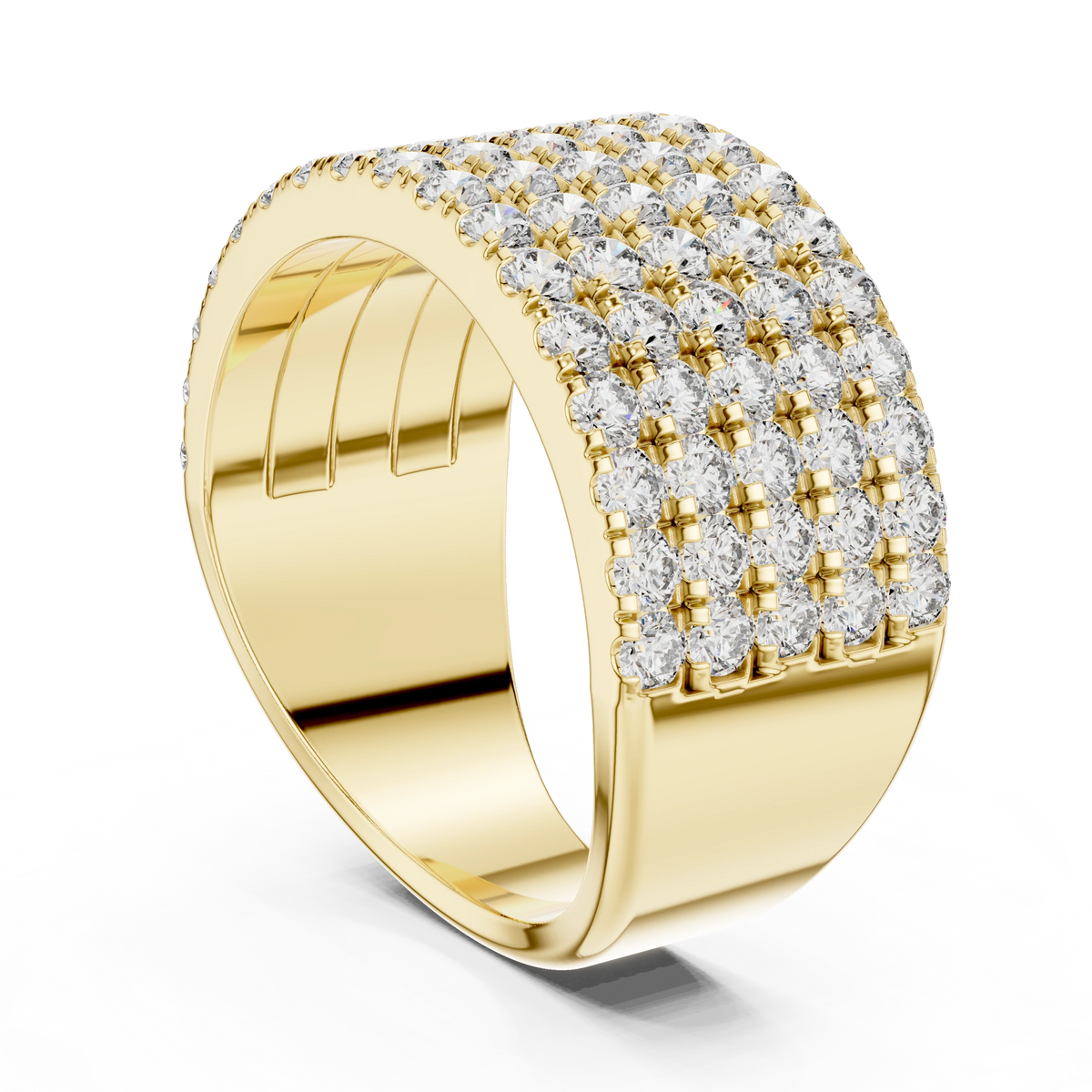 Gold 2Ct Round Pave Wideband Lab Grown Diamond Laszlo Ring