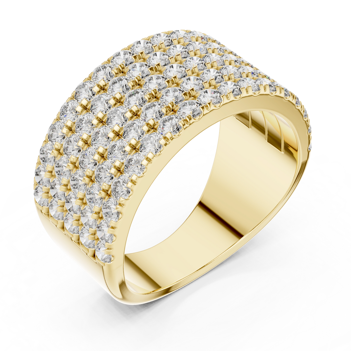 Gold 2Ct Round Pave Wideband Lab Grown Diamond Laszlo Ring