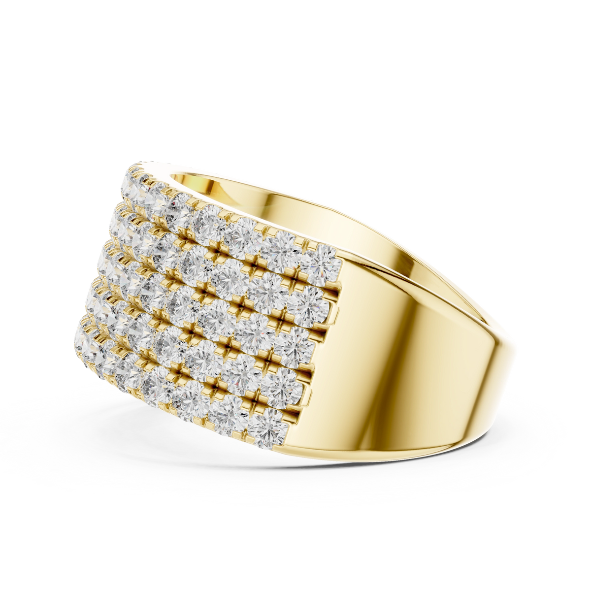Gold 2Ct Round Pave Wideband Lab Grown Diamond Laszlo Ring
