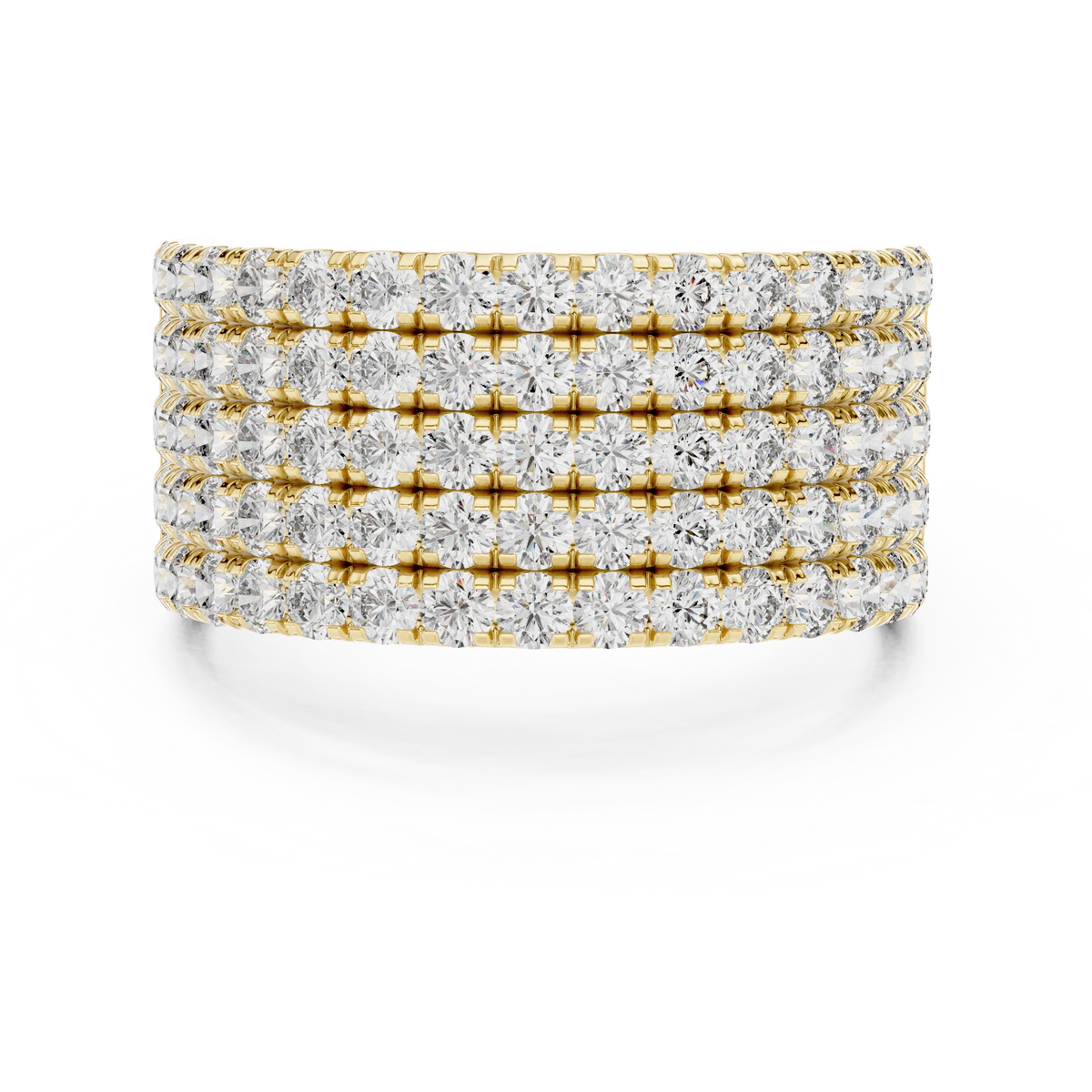 Gold 2Ct Round Pave Wideband Lab Grown Diamond Laszlo Ring