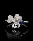 Sapphire Sky Bloom: Tiffany Paper Three Flower Diamond  Ring