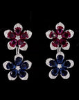 Nature's Symphony: Blue and Red Floral Affection Earrings