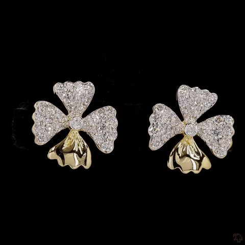 Blossom Radiance: Diamond Flower Earrings