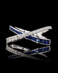 Blue & White 'X' Diamond Ring: Elegant Kiss