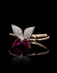 Dual Hue Flutter: Butterfly Diamond Ring