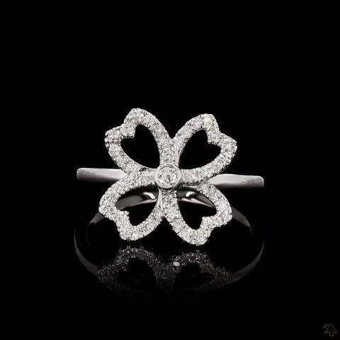 Heartfelt Luck: Two-Toned Four Leaf Clover Diamond Ring