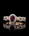 Wine Elegance: Ruby Bliss Diamond Link Ring