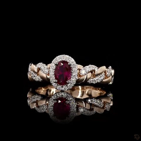 Wine Elegance: Ruby Bliss Diamond Link Ring