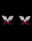 Dual Hue Flutter: Butterfly Diamond Earrings