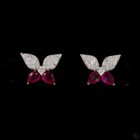 Dual Hue Flutter: Butterfly Diamond Earrings