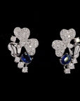 Sapphire Sky Bloom: Tiffany Paper Three Flower Diamond Earrings