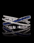 Sapphire Skies Radiance: Criss Cross Diamond Ring