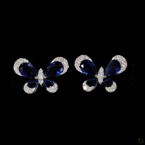 Sapphire Sky Flutter: Butterfly Diamond Earrings