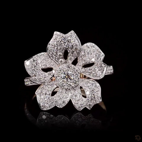 Blossoming Beauty: Sakura Flower Diamond Ring