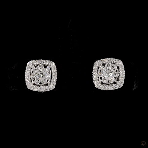 Bouquet Radiance: Cushion Halo Diamond Earrings