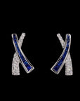 Blue & White 'X' Diamond Earring: Elegant Kiss