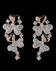 Enchanting Tri-Floral Elegance: Diamond Earrings