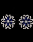 Sapphire Bloom: Marquise Diamond Flower Earrings