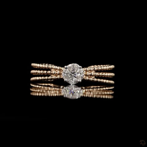 Tri-Line Brilliance: Pressure-Setting Diamond Ring