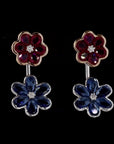 Sapphire Ruby Radiance: Blue and Red Diamond Earrings