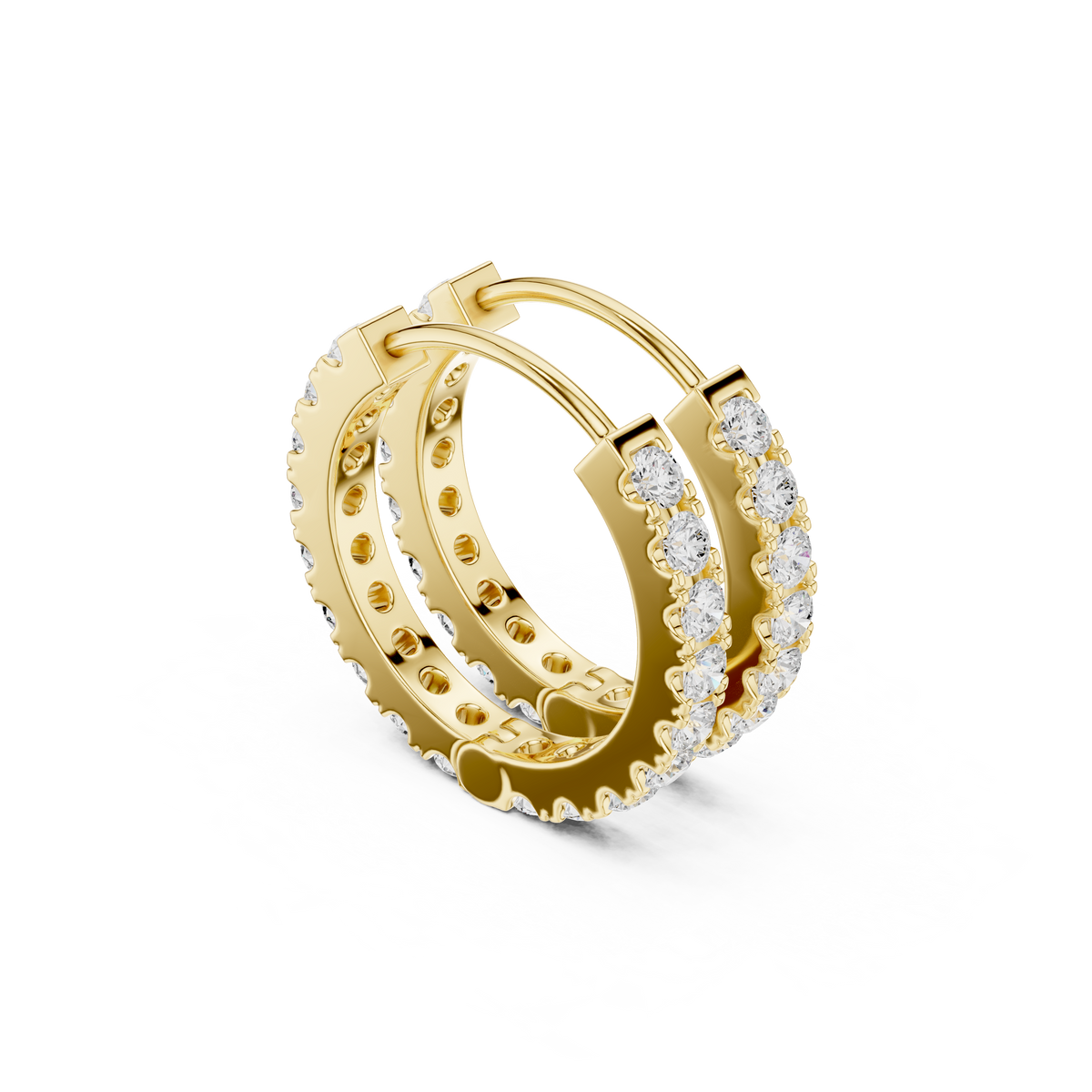 Gold Eternity Pave Round Lab Grown Diamond Nyrix Earring
