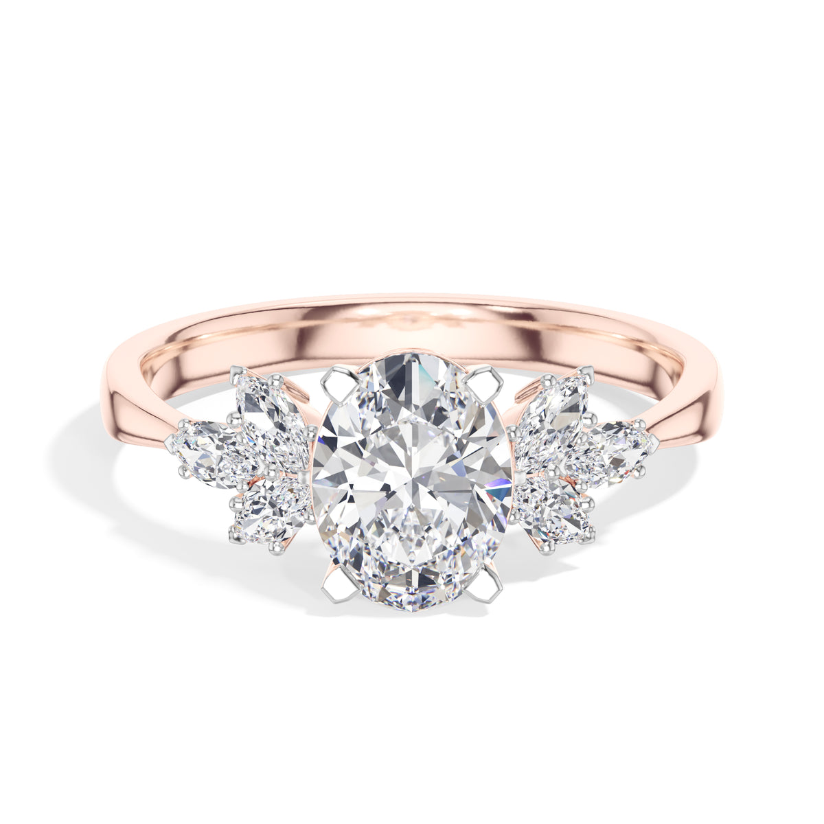 Oval Marquise Cluster Lab Grown Diamond Elyra Engagement Ring