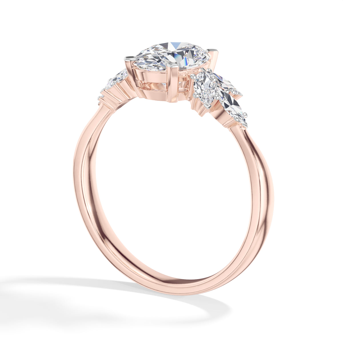 Oval Marquise Cluster Lab Grown Diamond Elyra Engagement Ring
