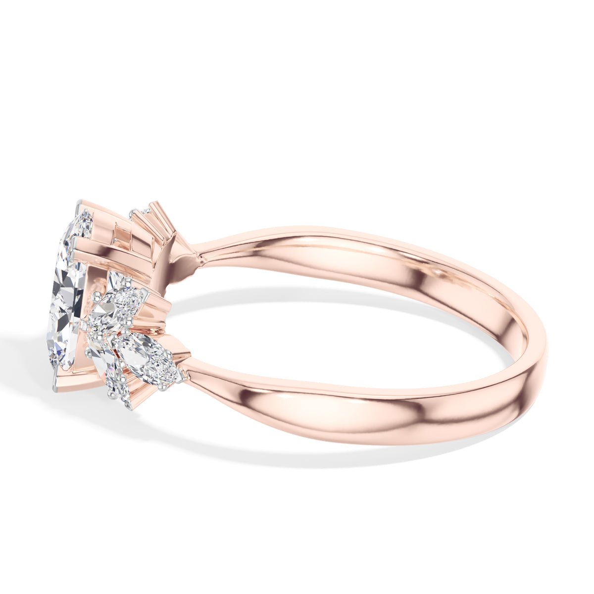 Oval Marquise Cluster Lab Grown Diamond Elyra Engagement Ring