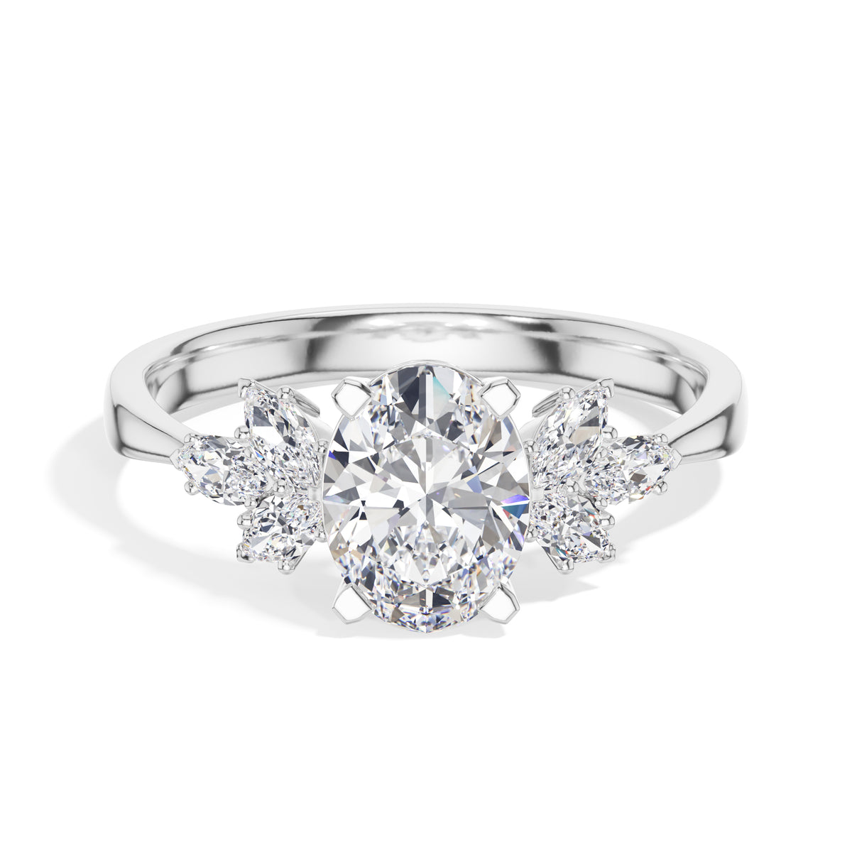 Oval Marquise Cluster Lab Grown Diamond Elyra Engagement Ring