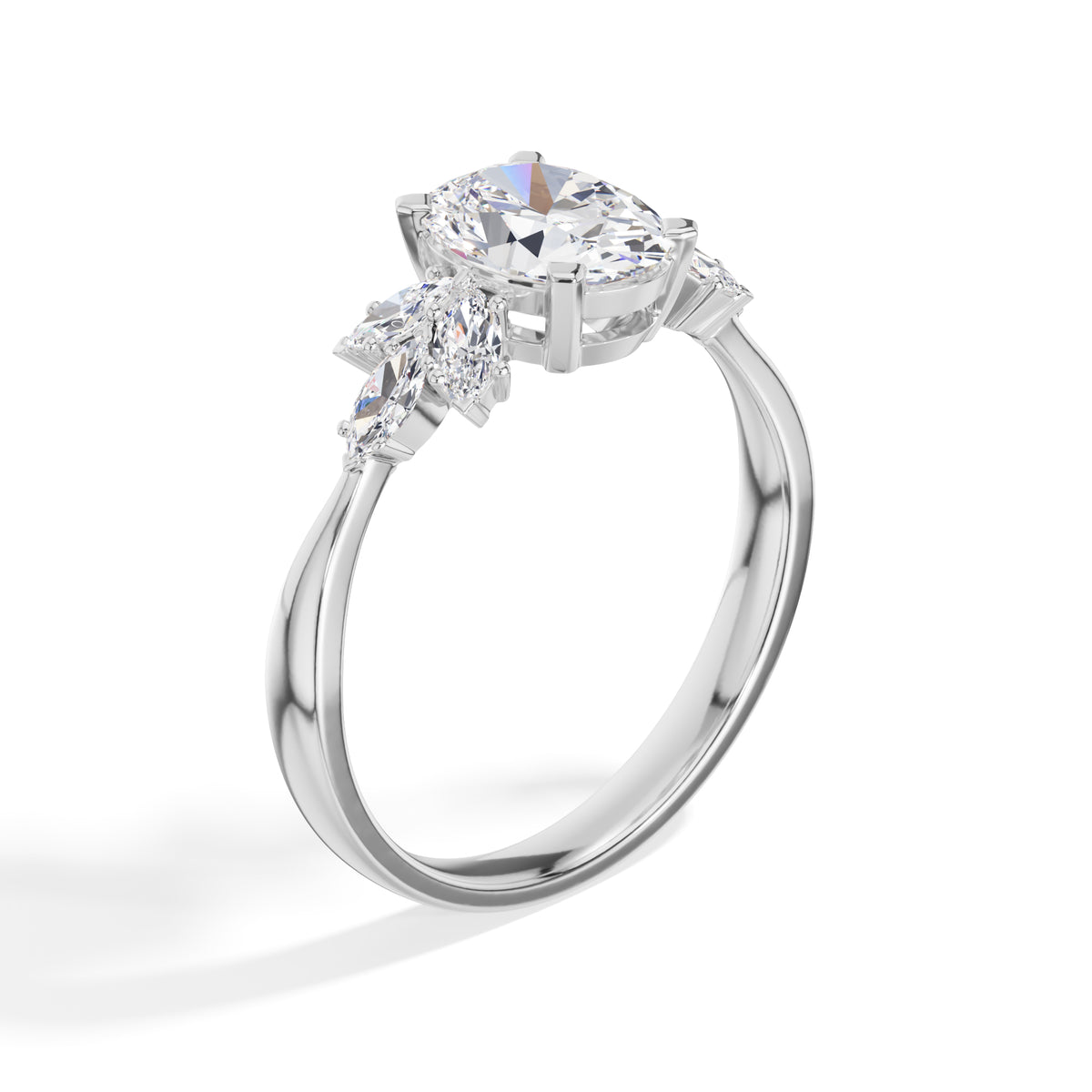 Oval Marquise Cluster Lab Grown Diamond Elyra Engagement Ring