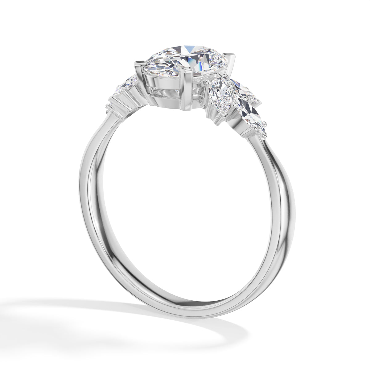 Oval Marquise Cluster Lab Grown Diamond Elyra Engagement Ring