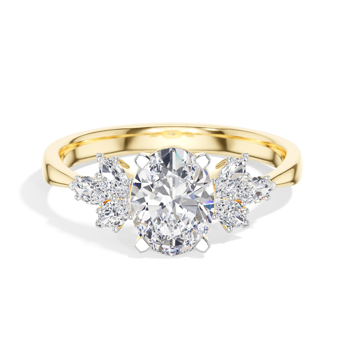 Oval Marquise Cluster Lab Grown Diamond Elyra Engagement Ring