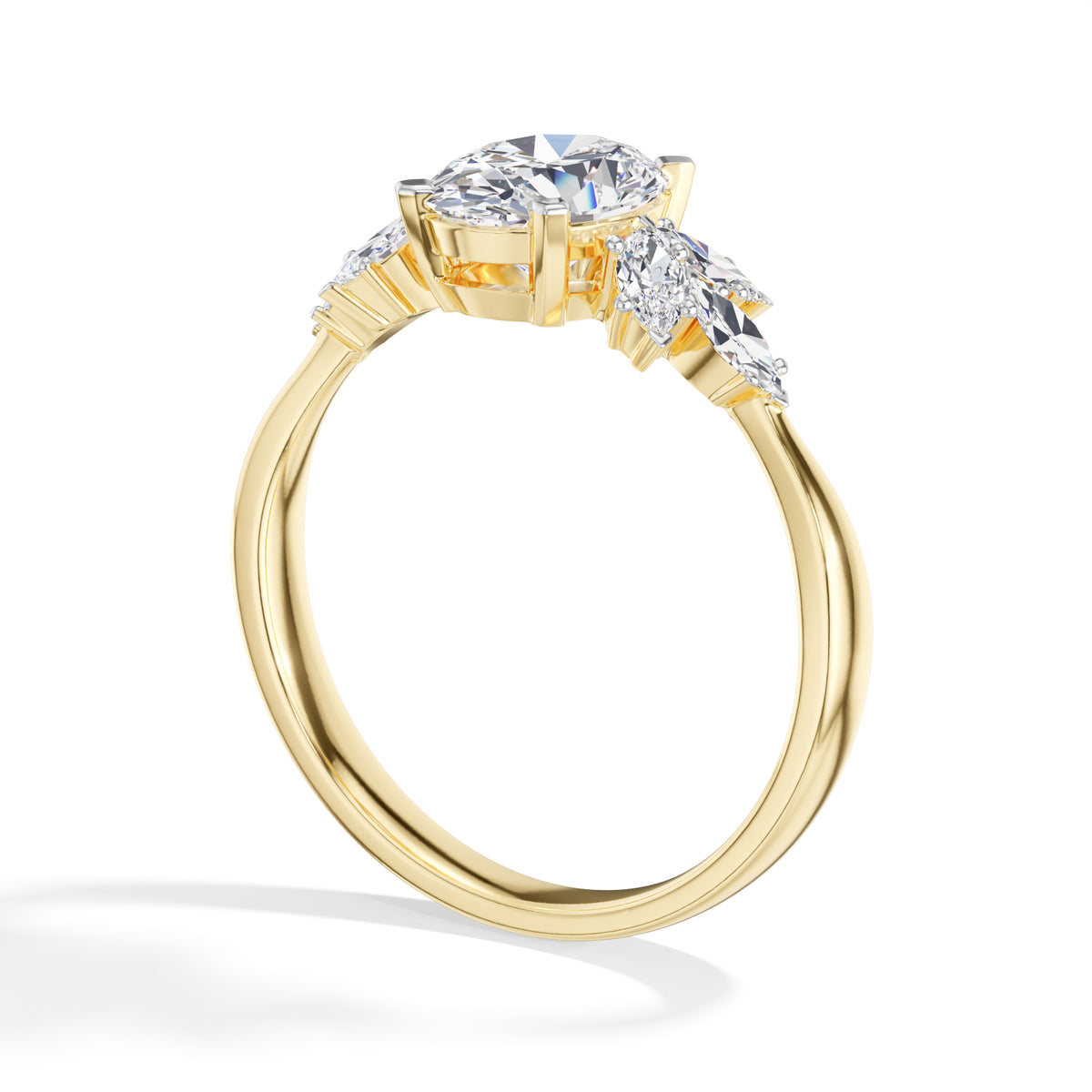 Oval Marquise Cluster Lab Grown Diamond Elyra Engagement Ring