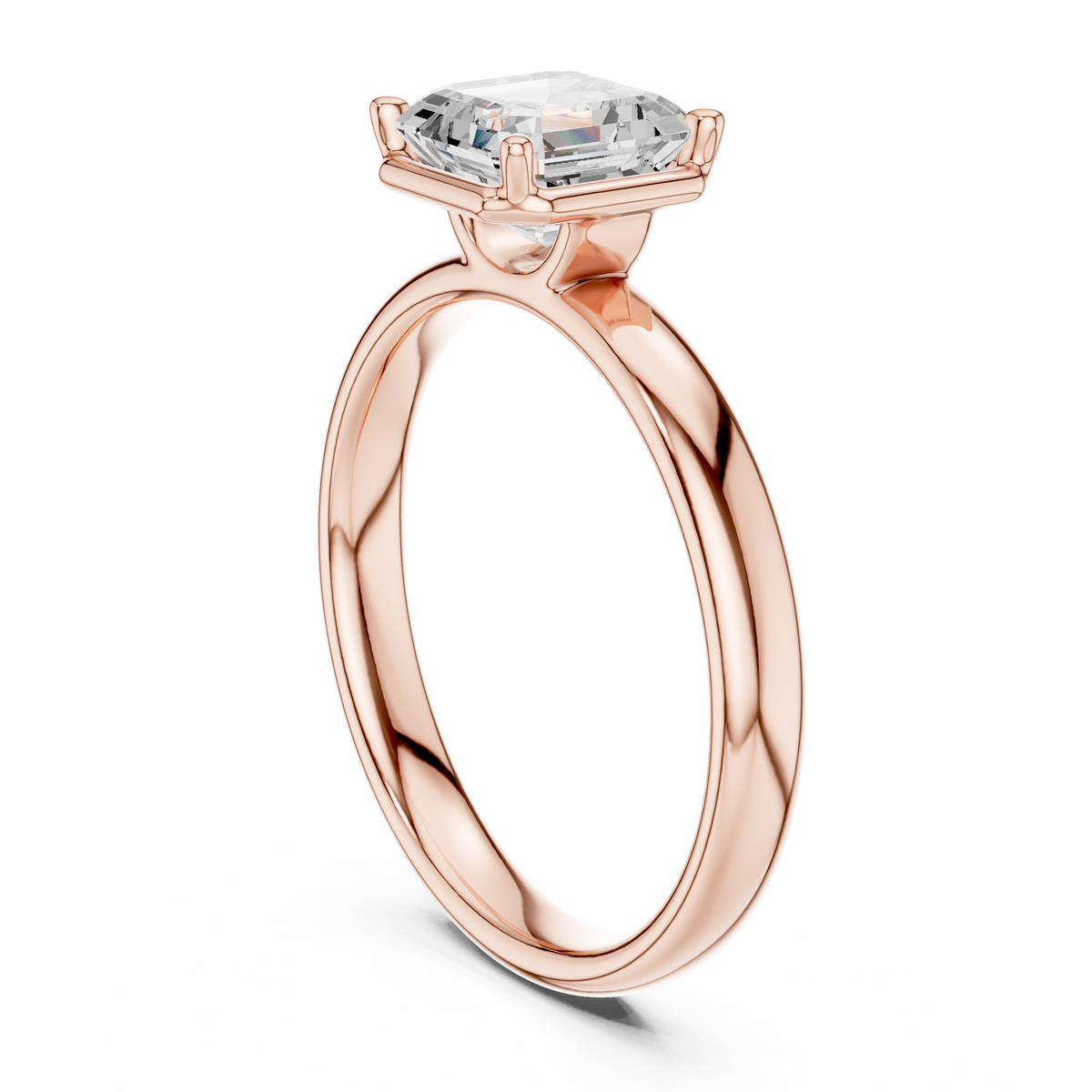 Gold 1 50Ct Solitaire Classic Asscher Lab Grown Diamond Xelra Ring