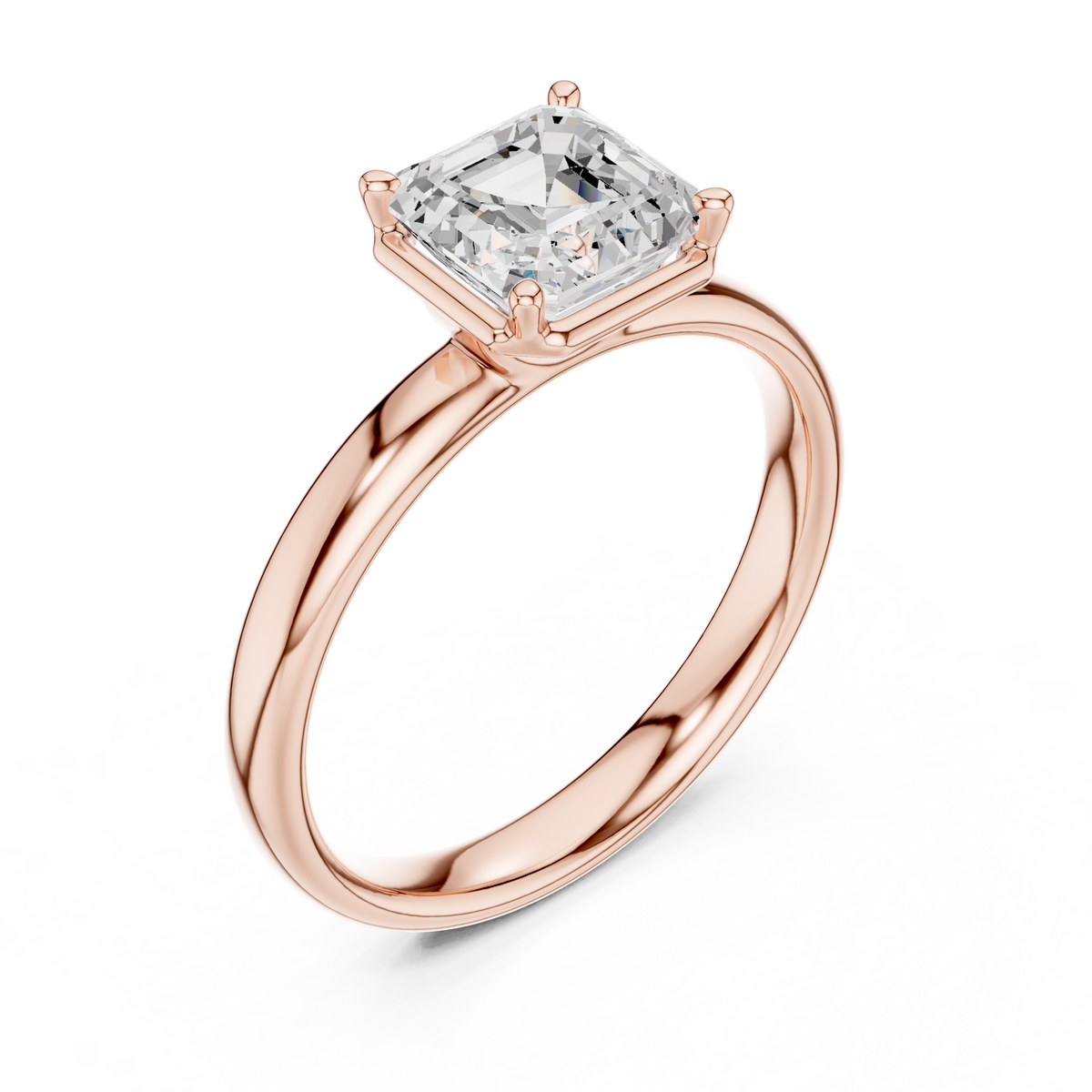 Gold 1 50Ct Solitaire Classic Asscher Lab Grown Diamond Xelra Ring