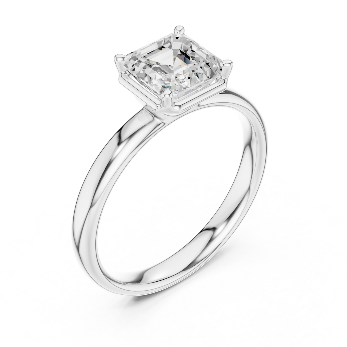 Gold 1 50Ct Solitaire Classic Asscher Lab Grown Diamond Xelra Ring