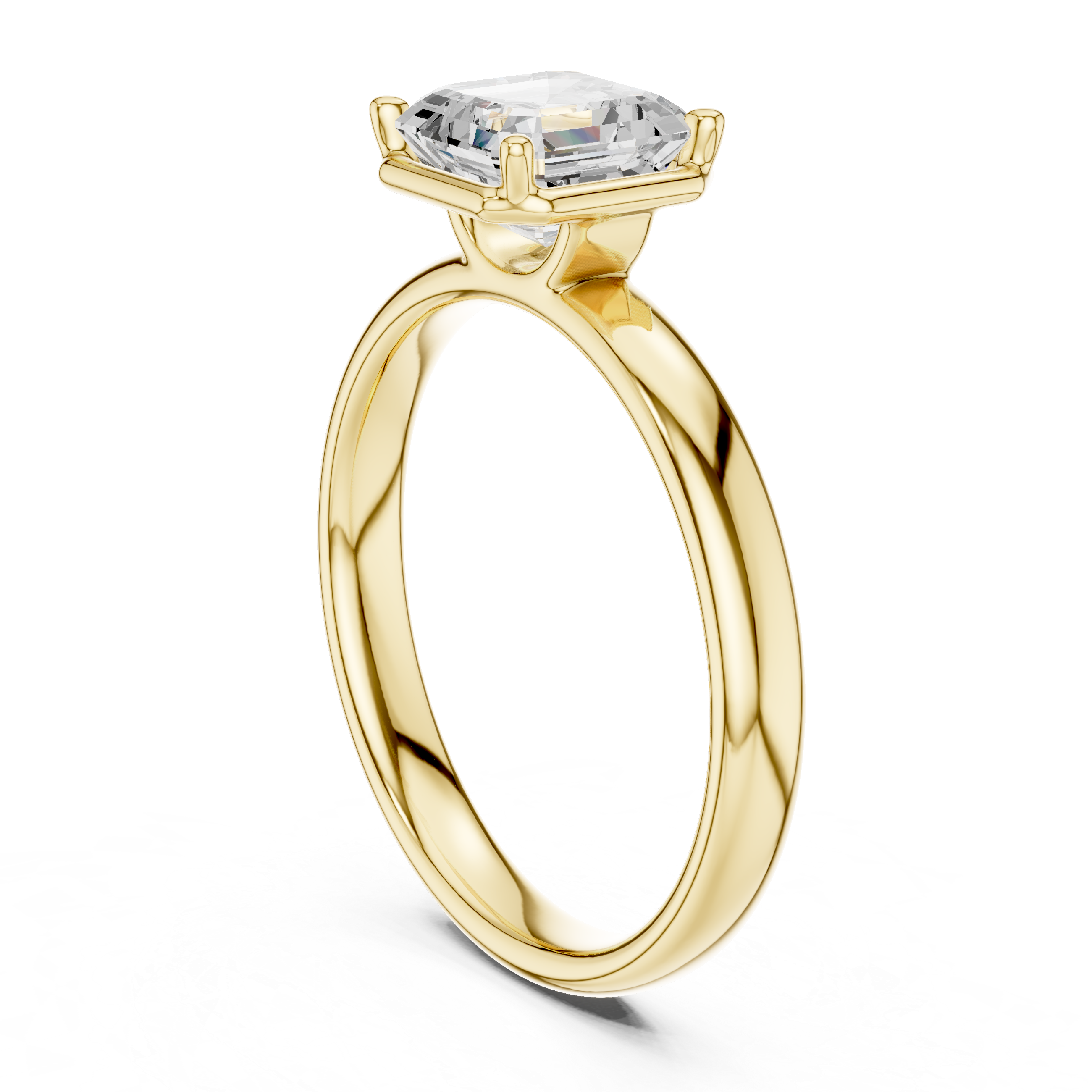 Gold 1 50Ct Solitaire Classic Asscher Lab Grown Diamond Xelra Ring