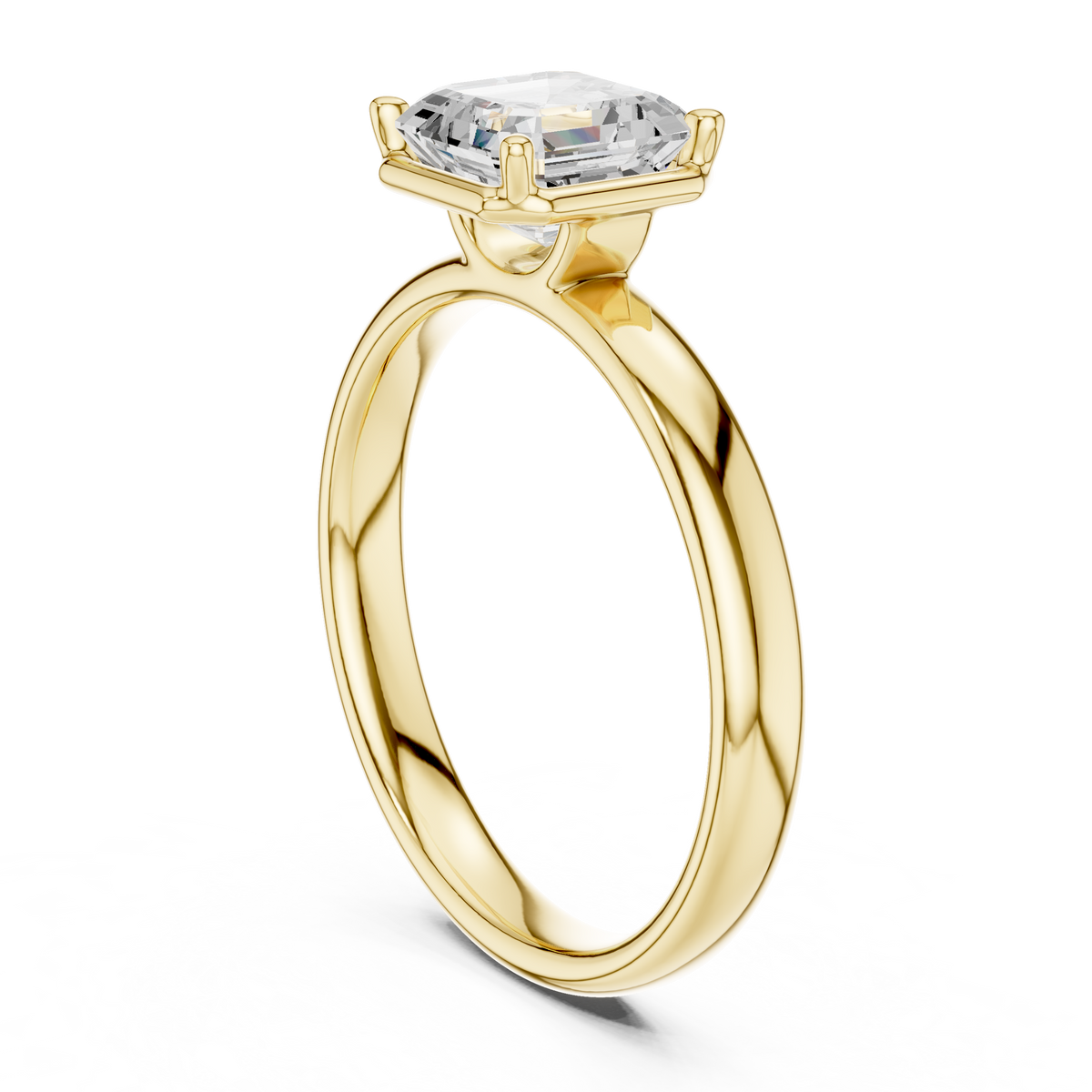 Gold 1 50Ct Solitaire Classic Asscher Lab Grown Diamond Xelra Ring