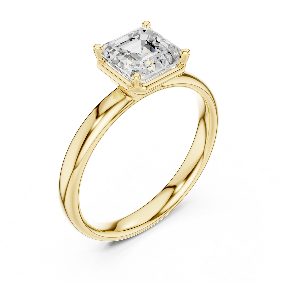 Gold 1 50Ct Solitaire Classic Asscher Lab Grown Diamond Xelra Ring