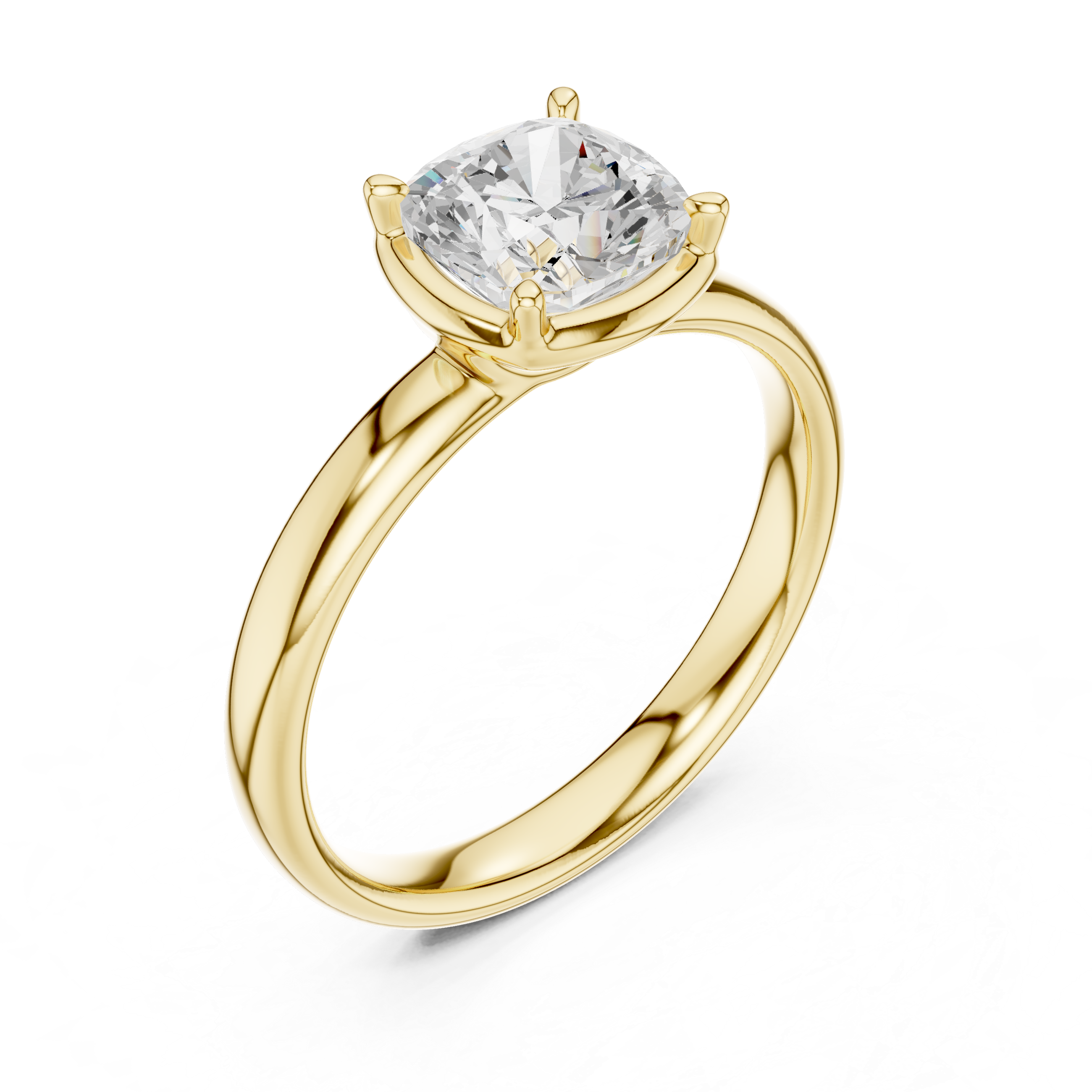 Gold 1 50Ct Solitaire Classic Cushion Lab Grown Diamond Ravix Ring