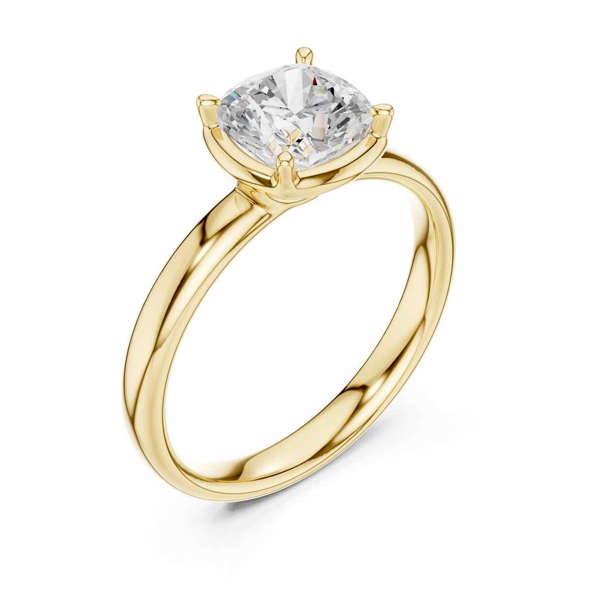 Gold 1 50Ct Solitaire Classic Cushion Lab Grown Diamond Ravix Ring