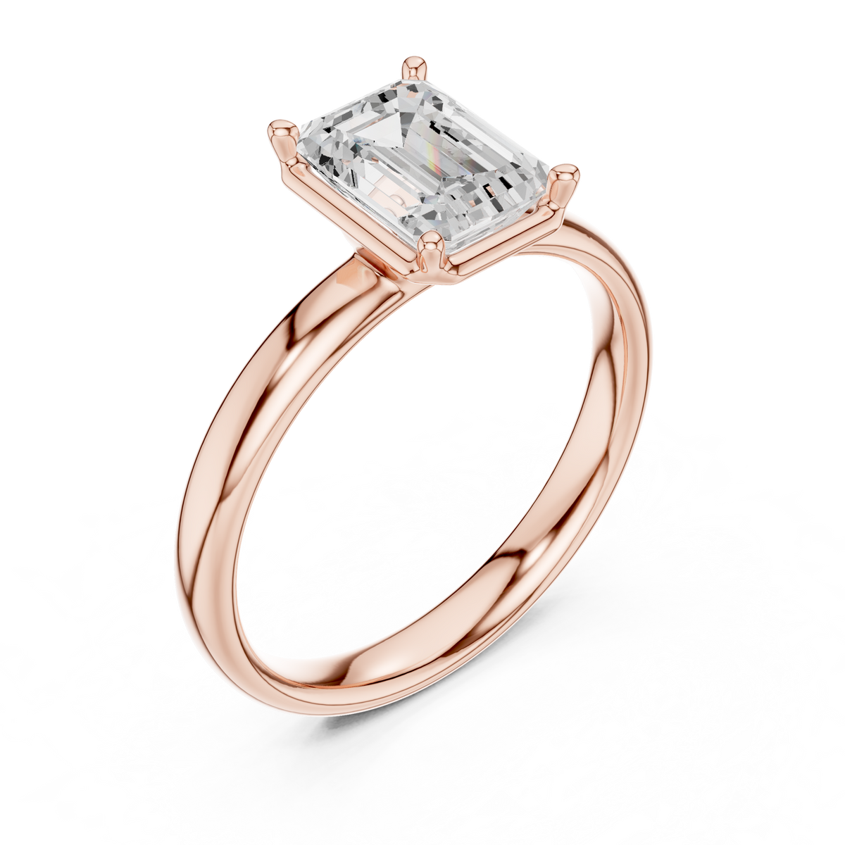 Gold 1 50Ct Solitaire Classic Emerald Lab Grown Diamond Olyne Ring