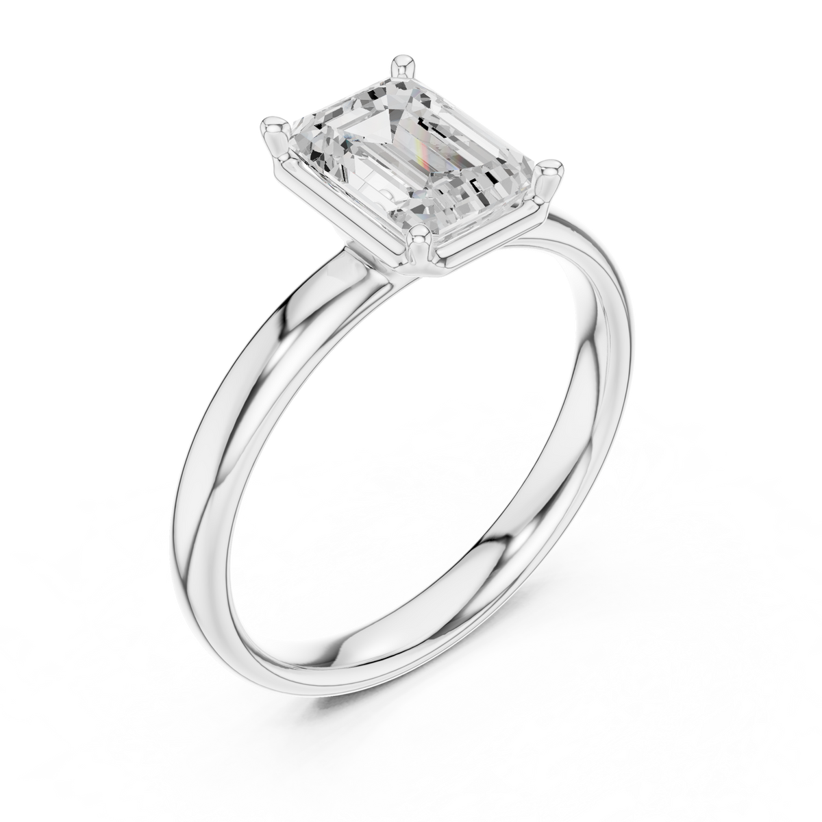 Gold 1 50Ct Solitaire Classic Emerald Lab Grown Diamond Olyne Ring