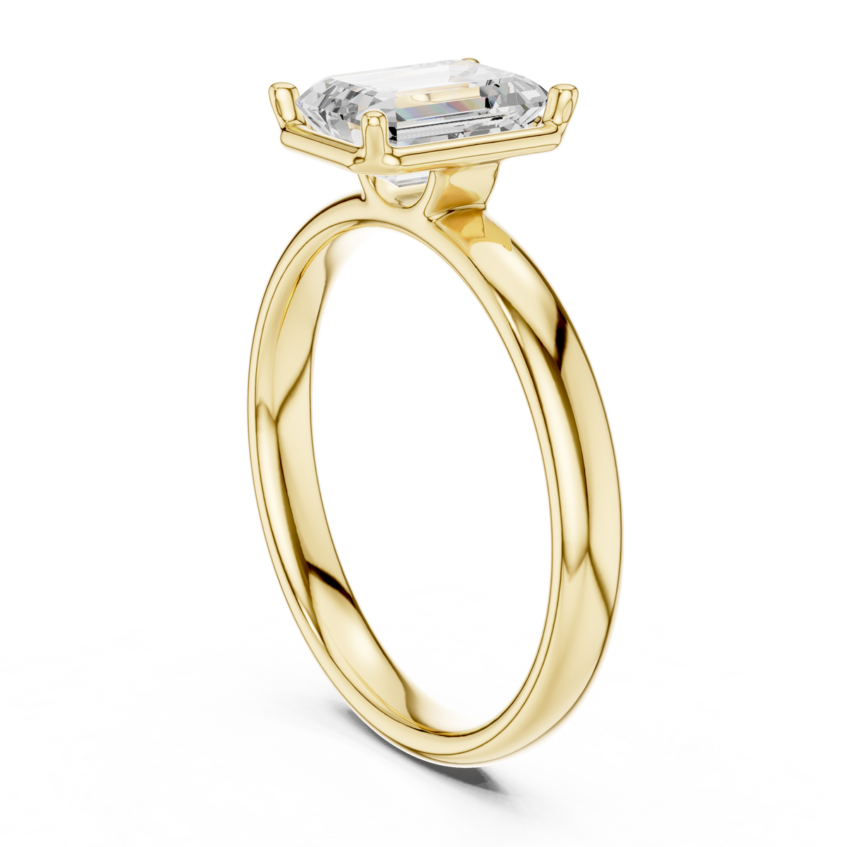 Gold 1 50Ct Solitaire Classic Emerald Lab Grown Diamond Olyne Ring