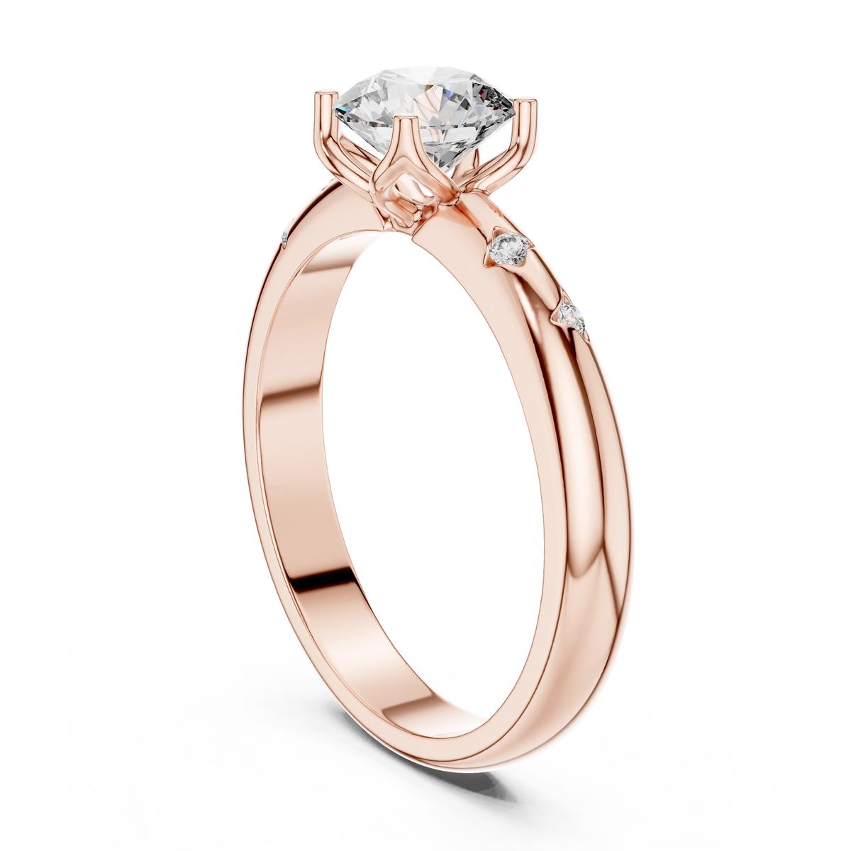 Gold Accent Round Lab Grown Diamond Hazel Ring