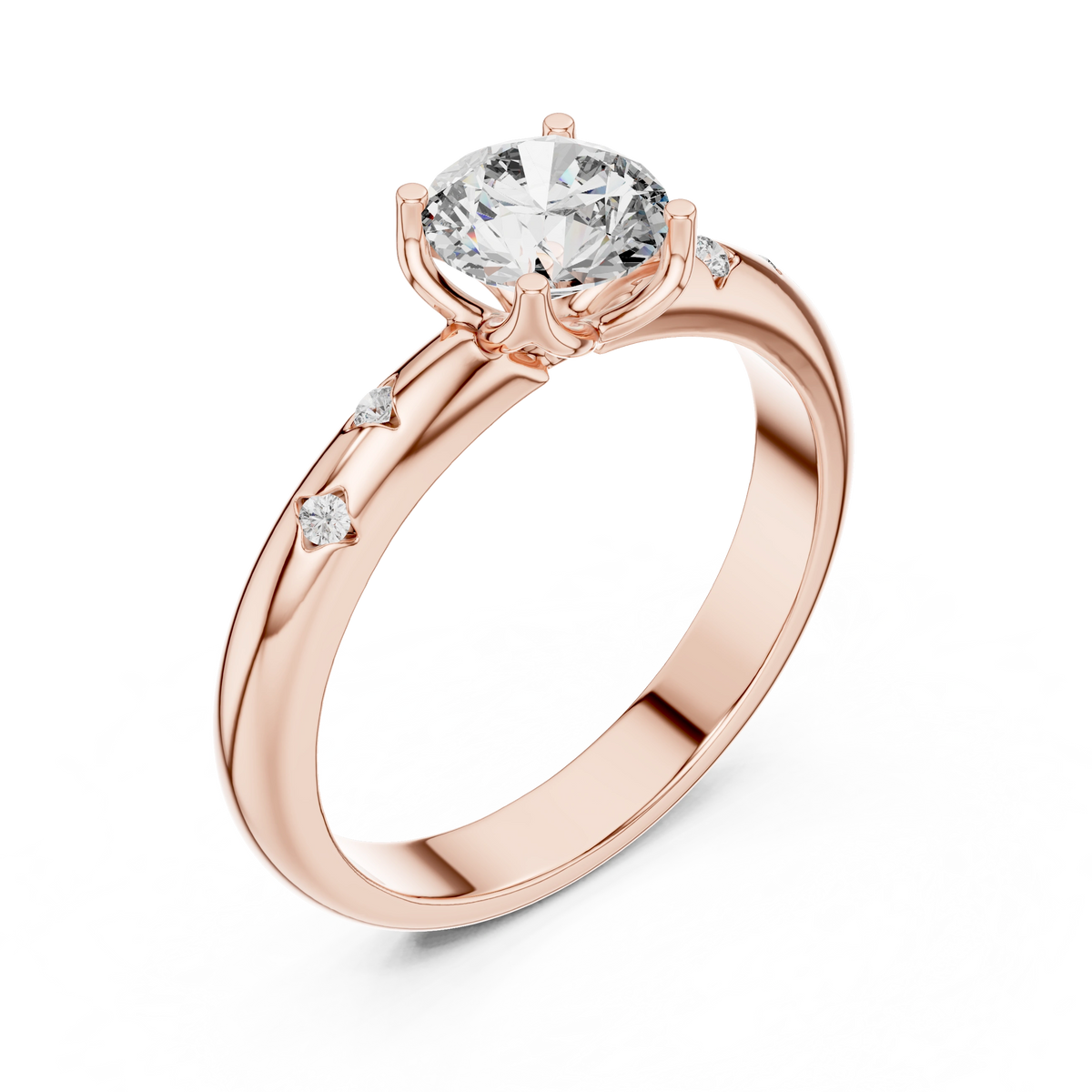 Gold Accent Round Lab Grown Diamond Hazel Ring