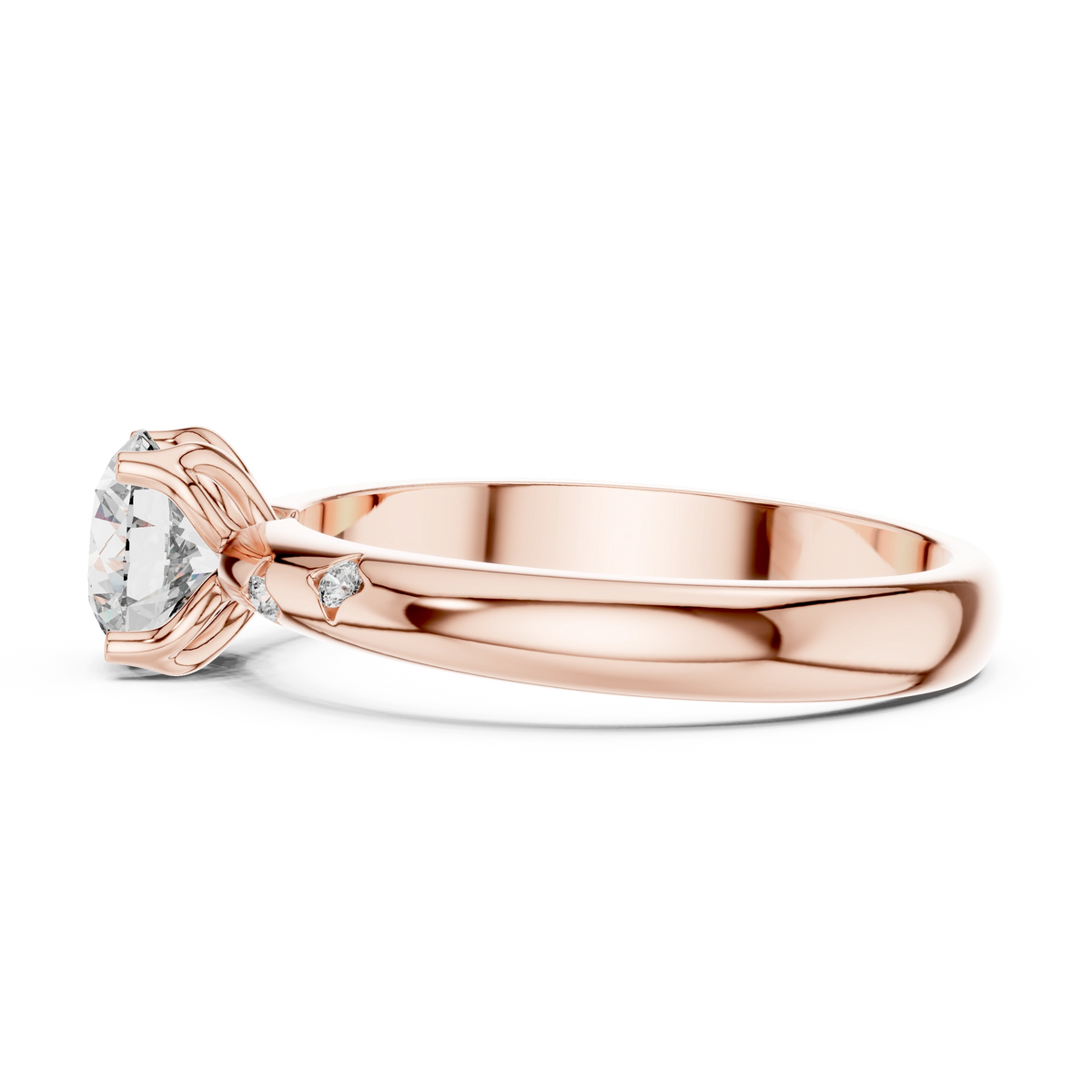 Gold Accent Round Lab Grown Diamond Hazel Ring