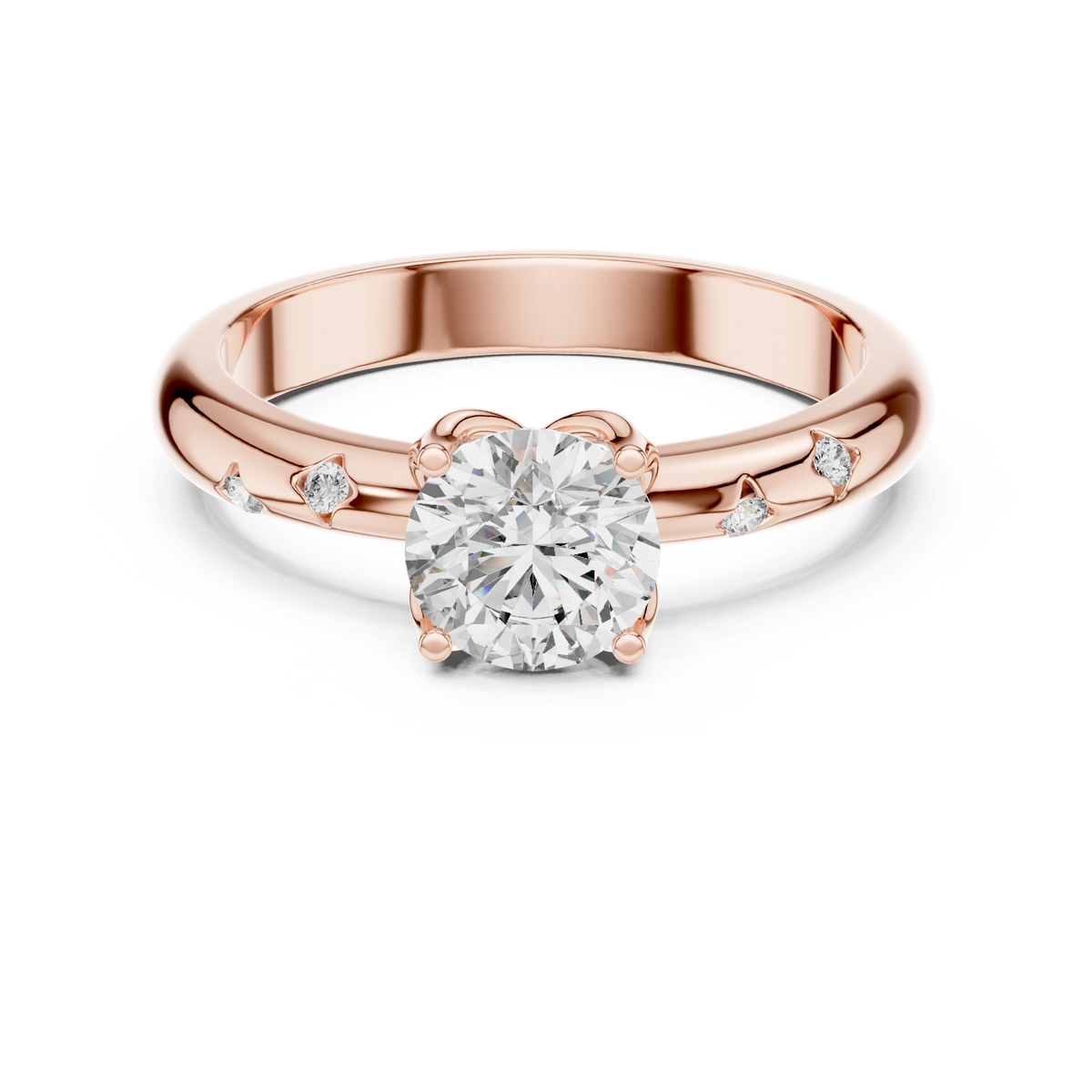 Gold Accent Round Lab Grown Diamond Hazel Ring