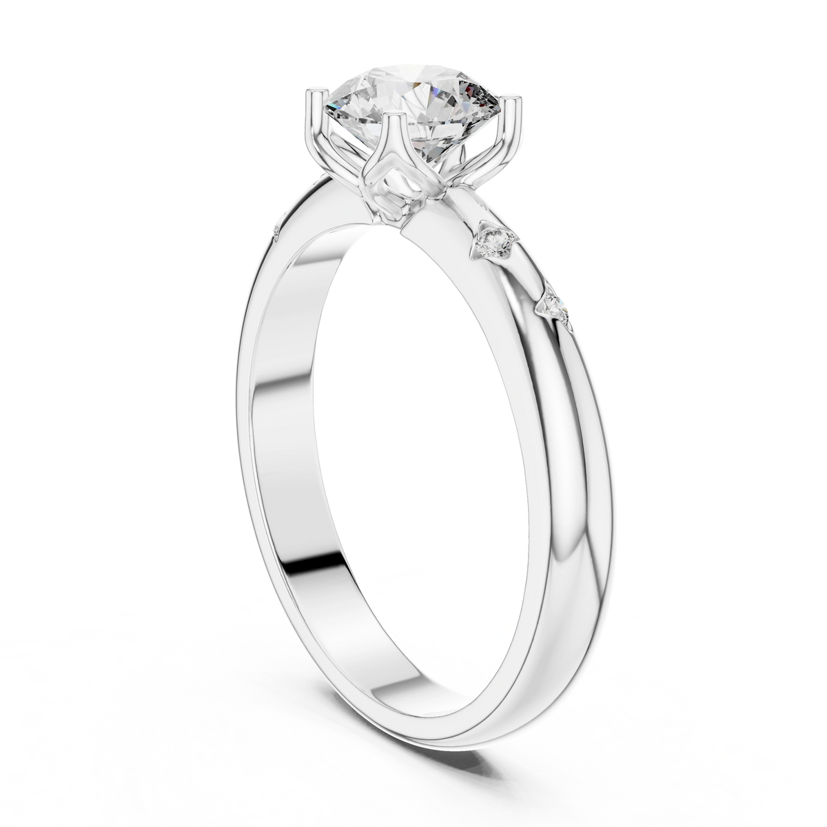 Gold Accent Round Lab Grown Diamond Hazel Ring