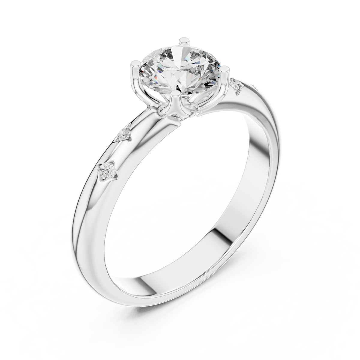Gold Accent Round Lab Grown Diamond Hazel Ring